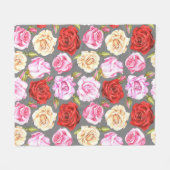 Watercolor seamless pattern with roses. Seamless w フリースブランケット (正面(横))