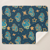 Watercolor seamless pattern with the moon, stars, シェルパブランケット (正面(横))