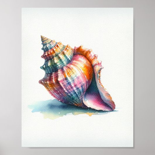 Watercolor Seashell Art Poster ポスター (正面)
