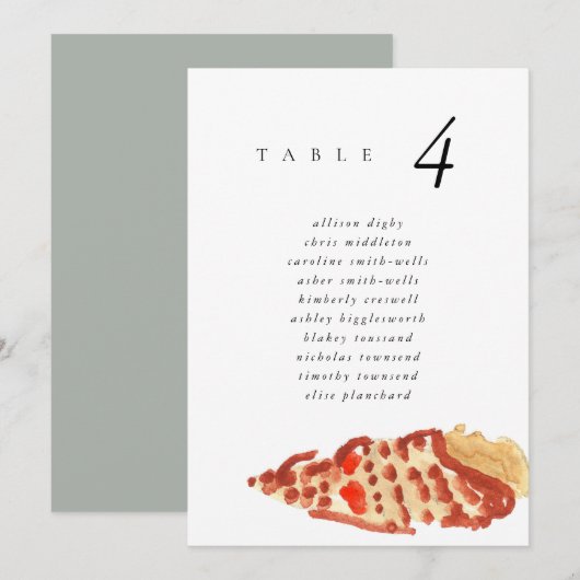 Watercolor Seashell Beach 5x7" Wedding Seat Chart (正面/裏面)