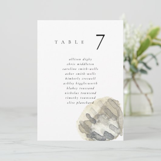 Watercolor Seashell Beach 5x7" Wedding Seat Chart (スタンド正面)