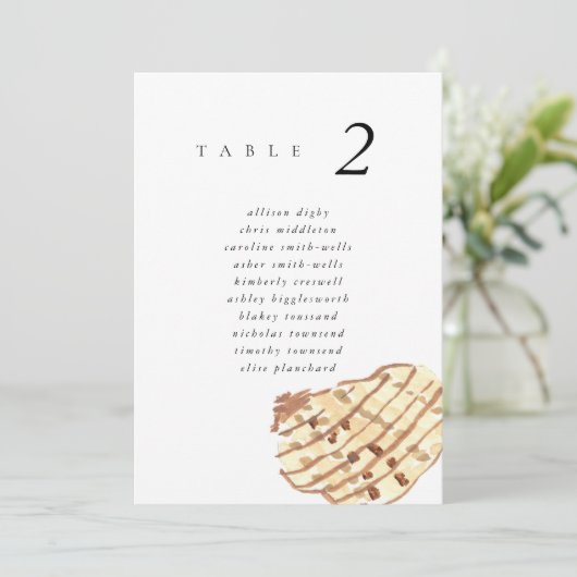 Watercolor Seashell Beach 5x7" Wedding Seat Chart (スタンド正面)