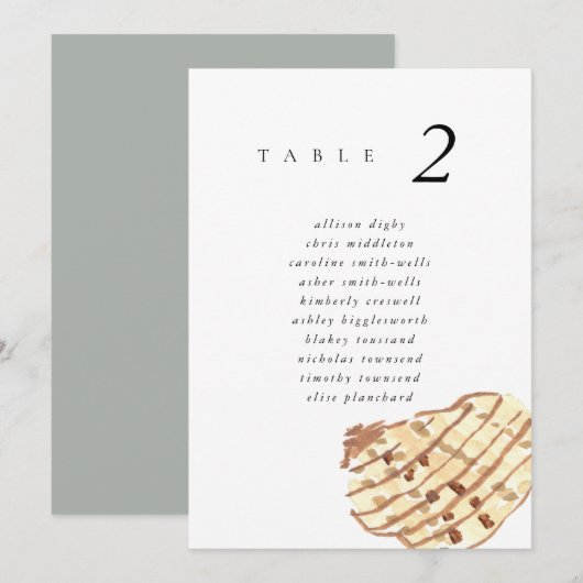 Watercolor Seashell Beach 5x7" Wedding Seat Chart (正面/裏面)