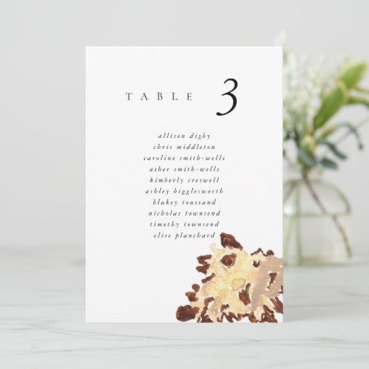 Watercolor Seashell Beach 5x7" Wedding Seat Chart (スタンド正面)