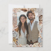 Watercolor Seashell Neutral Beach Wedding セーブザデート (裏面)