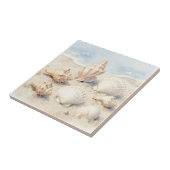 Watercolor Seashells Beach Scene タイル (側面)