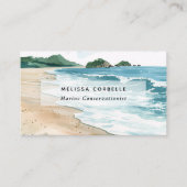 Watercolor Seaside Marine Conservationist QR Code 名刺 (正面)