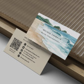 Watercolor Seaside Marine Conservationist QR Code 名刺