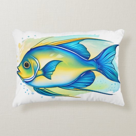 Watercolor Series: Angelfish アクセントクッション (正面)