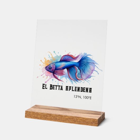Watercolor Series: Betta Fish アクリルサイン (傾斜)