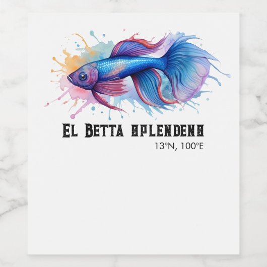 Watercolor Series: Betta Fish ワインラベル (シングルラベル)