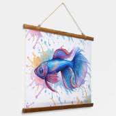 Watercolor Series: Betta Fish 吊り下げ型タペストリー (傾斜あり)