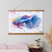 Watercolor Series: Betta Fish 吊り下げ型タペストリー (寝室)