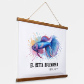 Watercolor Series: Betta Fish 吊り下げ型タペストリー (傾斜あり)