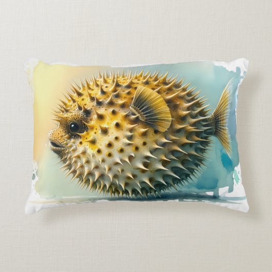 Watercolor Series: Blowfish アクセントクッション (正面)