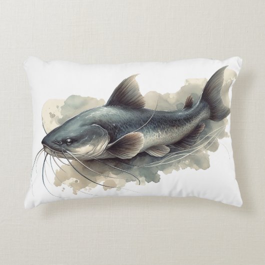 Watercolor Series: Catfish アクセントクッション (正面)