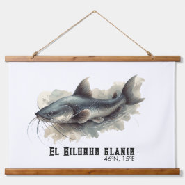 Watercolor Series: Catfish 吊り下げ型タペストリー