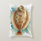 Watercolor Series: Flounder/Flatfish アクセントクッション (正面(垂直))