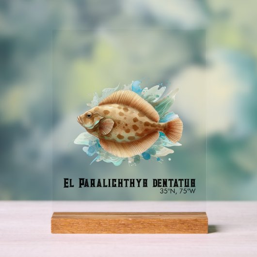 Watercolor Series: Flounder/Flatfish アクリルサイン (ニュートラル)