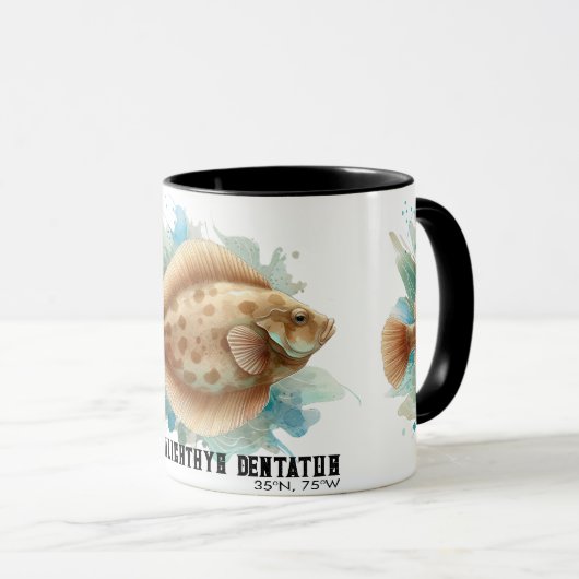 Watercolor Series: Flounder/Flatfish マグカップ (正面右)