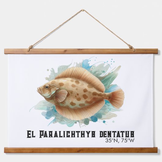 Watercolor Series: Flounder/Flatfish 吊り下げ型タペストリー (正面)
