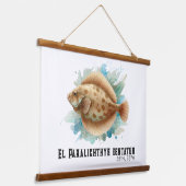 Watercolor Series: Flounder/Flatfish 吊り下げ型タペストリー (傾斜あり)