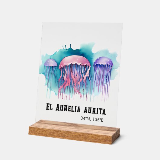 Watercolor Series: Jellyfish アクリルサイン (傾斜)