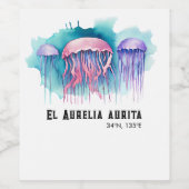 Watercolor Series: Jellyfish ワインラベル (シングルラベル)