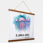 Watercolor Series: Jellyfish 吊り下げ型タペストリー (傾斜あり)