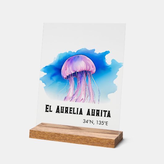 Watercolor Series: Jellyfish 2 アクリルサイン (傾斜)