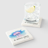 Watercolor Series: Jellyfish 2 ストーンコースター (横)