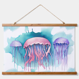 Watercolor Series: Jellyfish Bloom 吊り下げ型タペストリー