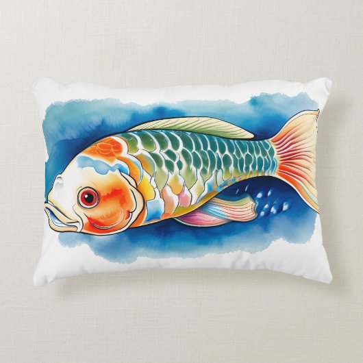 Watercolor Series: Koi Fish アクセントクッション (正面)