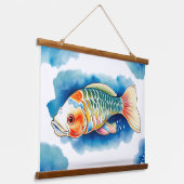 Watercolor Series: Koi Fish 吊り下げ型タペストリー (傾斜あり)