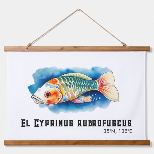 Watercolor Series: Koi Fish 吊り下げ型タペストリー (正面)