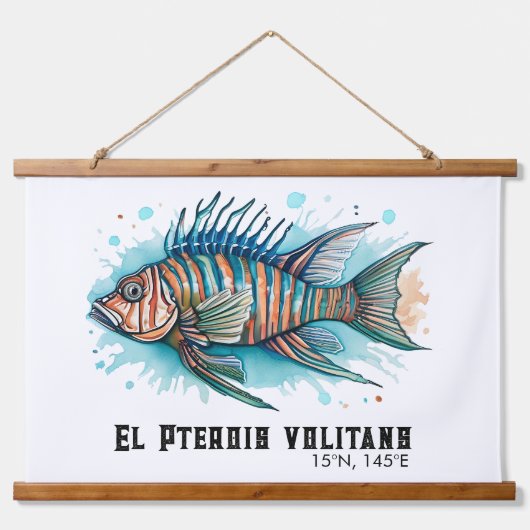 Watercolor Series: Lionfish 吊り下げ型タペストリー (正面)