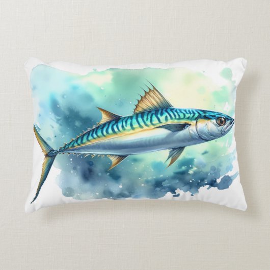 Watercolor Series: Mackerel アクセントクッション (正面)