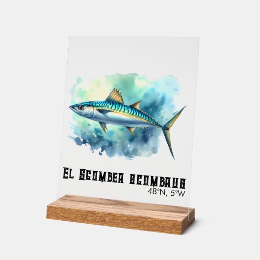 Watercolor Series: Mackerel アクリルサイン (傾斜)