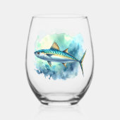 Watercolor Series: Mackerel ステムなしワイングラス (正面)