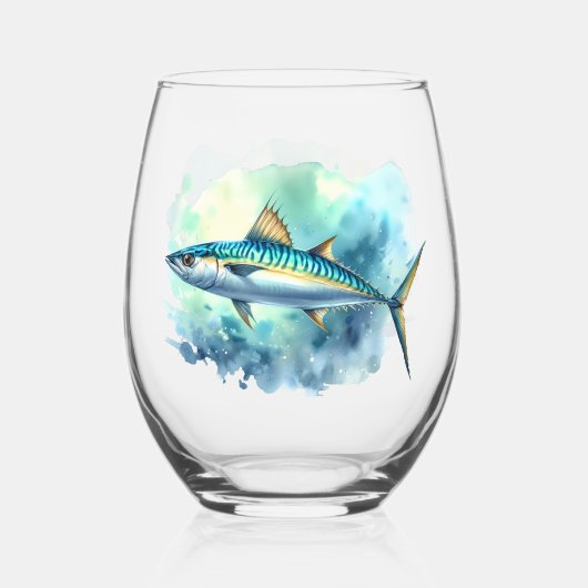 Watercolor Series: Mackerel ステムなしワイングラス (裏面)