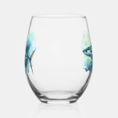 Watercolor Series: Mackerel ステムなしワイングラス (右)