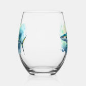 Watercolor Series: Mackerel ステムなしワイングラス (左)