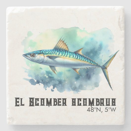 Watercolor Series: Mackerel ストーンコースター (正面)