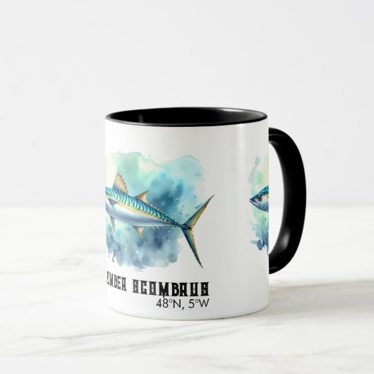 Watercolor Series: Mackerel マグカップ (正面右)