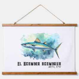 Watercolor Series: Mackerel 吊り下げ型タペストリー