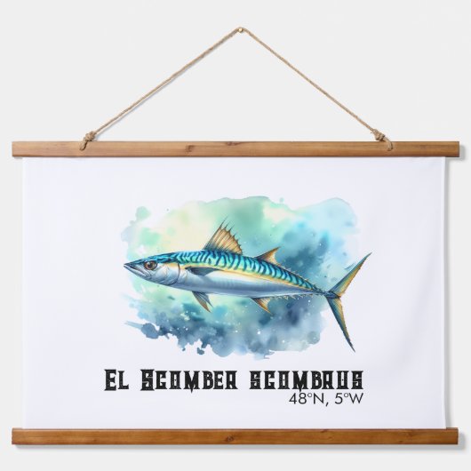 Watercolor Series: Mackerel 吊り下げ型タペストリー (正面)