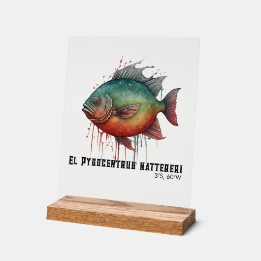 Watercolor Series: Piranha アクリルサイン (傾斜)