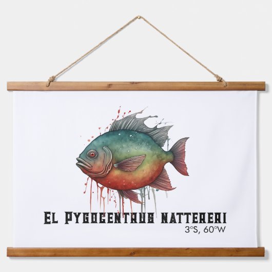 Watercolor Series: Piranha 吊り下げ型タペストリー (正面)