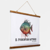 Watercolor Series: Piranha 吊り下げ型タペストリー (傾斜あり)