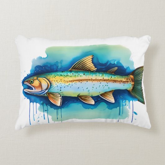 Watercolor Series: Trout/Salmon アクセントクッション (正面)